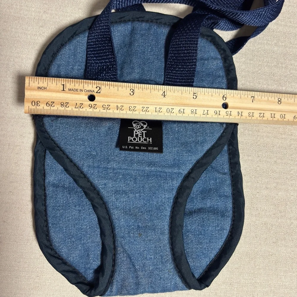 Pet Pouch for small dog blue made in USA steam cleaned